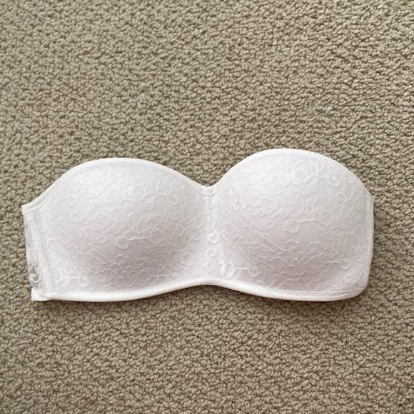 NEW Victoria’s Secret PINK Lace Bandeau White Strapless Size Small Padded NWOT - Picture 1 of 7